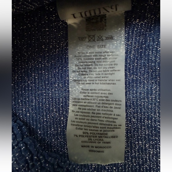 Hunza G London Crinkle One-Piece Swimsuit Square Neck Metallic Navy - Picture 6 of 6